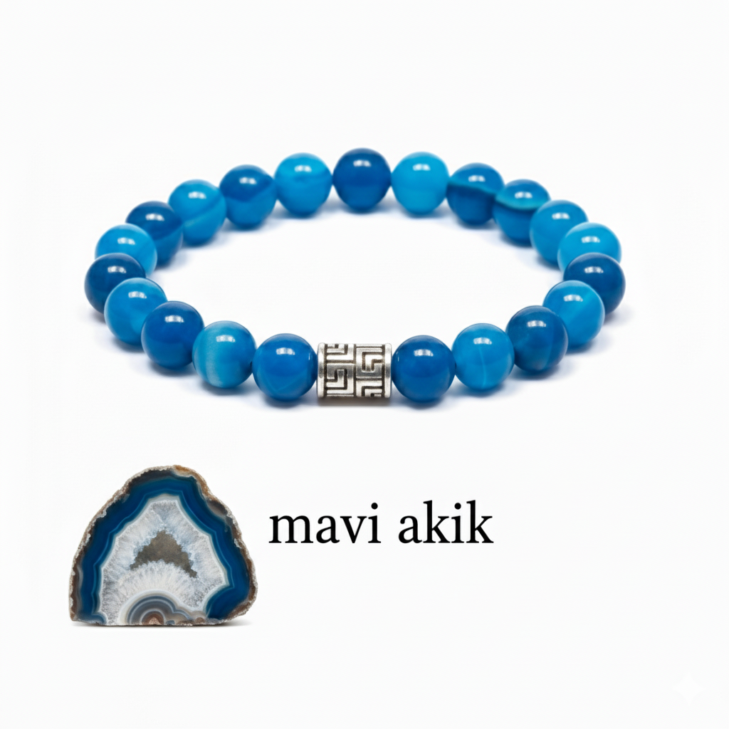 Mavi Akik Doğal Taş Bileklik